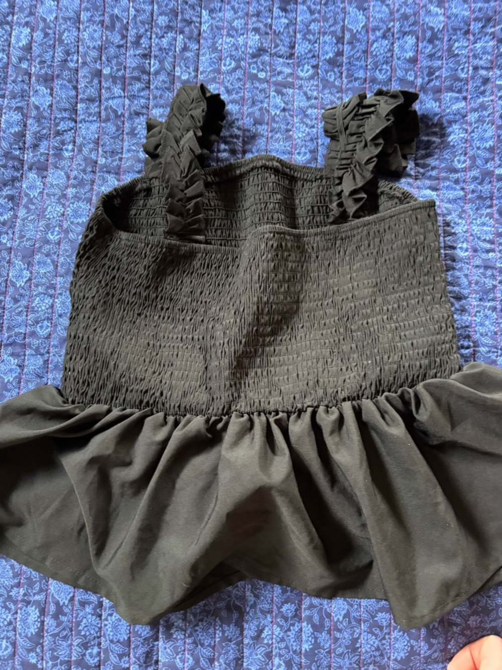 SHEIN Black Smocked Ruffle Strap Tank Top - Picture 2 of 3